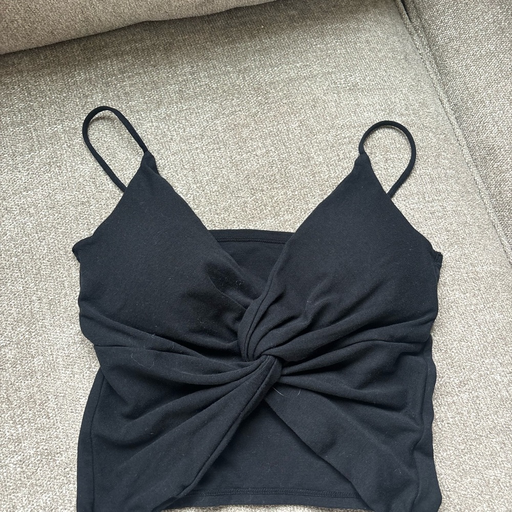 Women's Black Twist-Front Camisole Tank Top